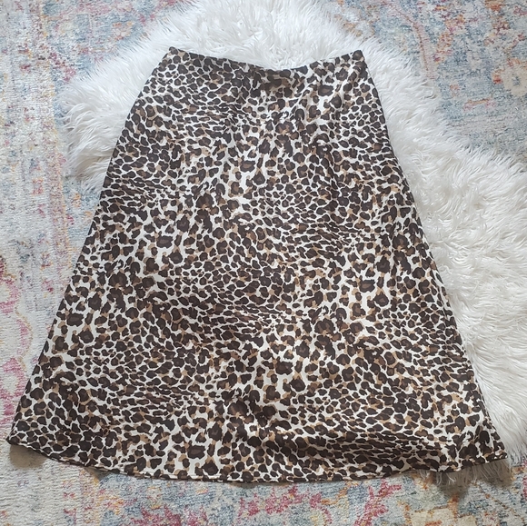 Express x Rocky Barnes Satin Leopard Midi Skirt - Picture 4 of 4